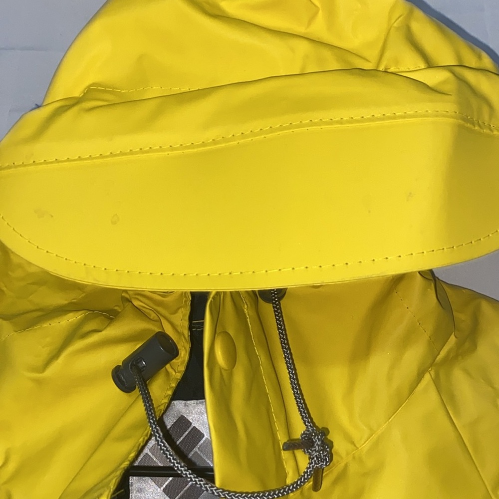 Columbia Bright Yellow Hooded Rain Jacket Youth Size Large Very Good Condition — image 4 of 8
